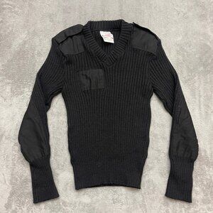 Vtg Brigade Quartermasters Commando Sweater Mens 38 Black Wool Woolly Pully